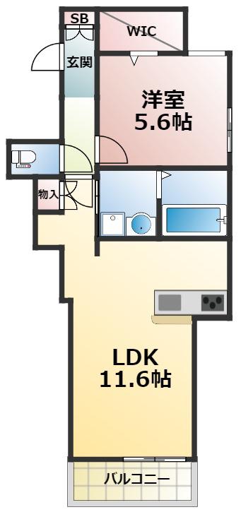 BRAWNY聖天通(1LDK/3階)の間取り写真
