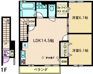 IRIYA A棟(2LDK/2階)の間取り写真