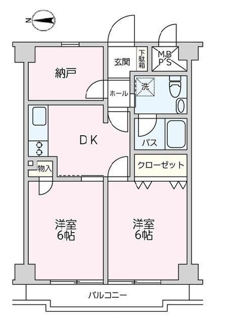 星和代々木ハイツ(2DK/6階)の間取り写真