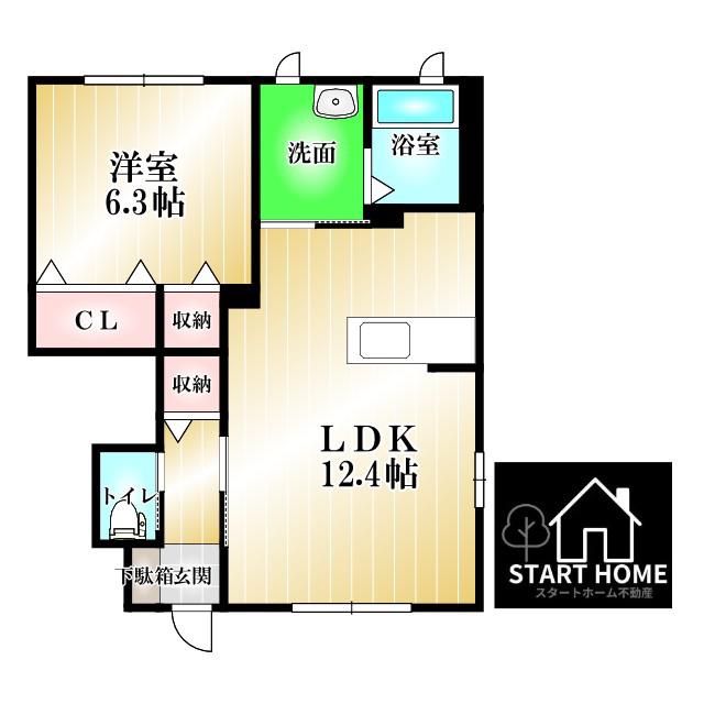 シャーメゾンエーデルハイムB(1LDK/1階)の間取り写真