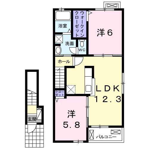クラリス(2LDK/2階)の間取り写真