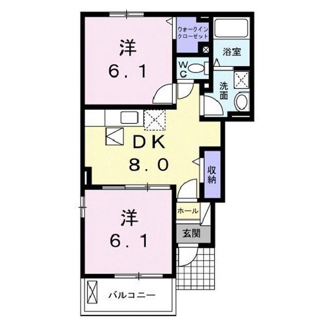 コーポサンスカイB(2DK/1階)の間取り写真