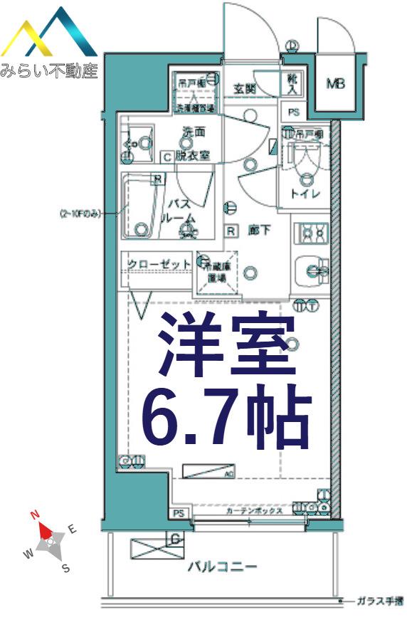 ZOOM横浜(1K/3階)の間取り写真