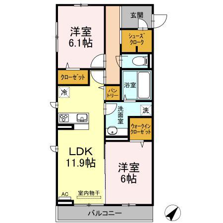 REGULUS A棟(2LDK/2階)の間取り写真