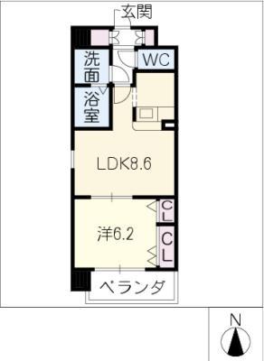 パセオ泉(1LDK/2階)の間取り写真