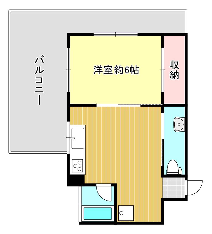富岡コーポ(1LDK/3階)の間取り写真