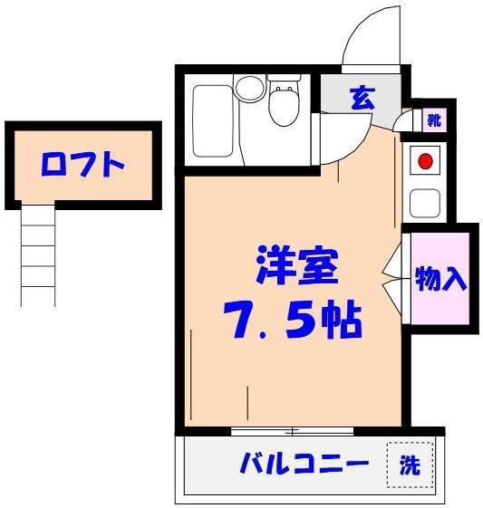 ライザ市川(ワンルーム/2階)の間取り写真