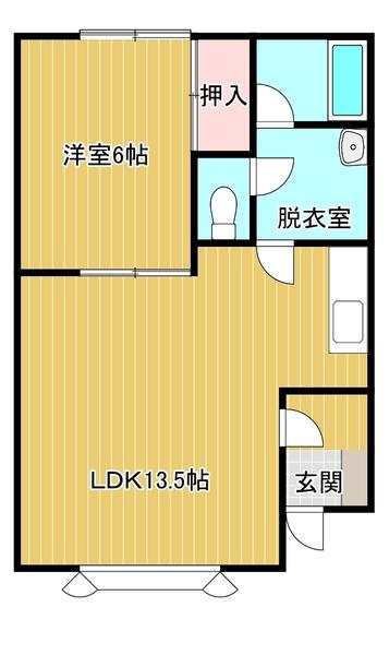 ＪＲ根室本線 西帯広駅 徒歩19分 2階建 築37年(1LDK/1階)の間取り写真