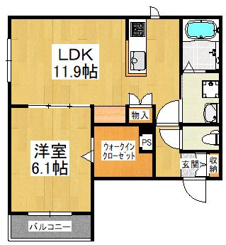 ヘーベルメゾン初芝駅前(1LDK/3階)の間取り写真