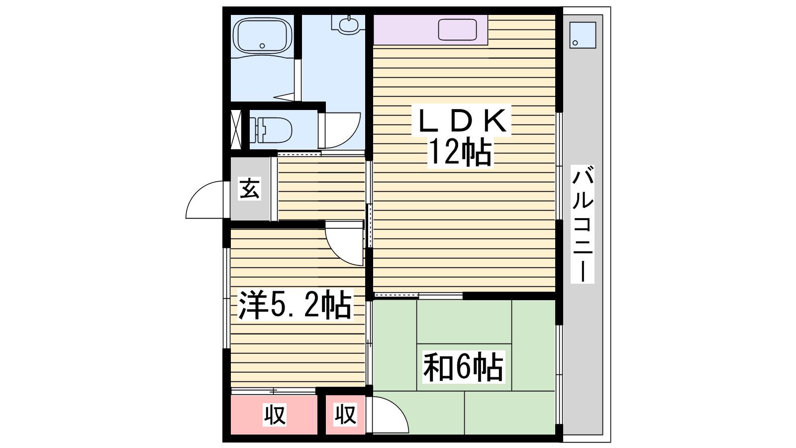 スカイメロディー(2LDK/3階)の間取り写真