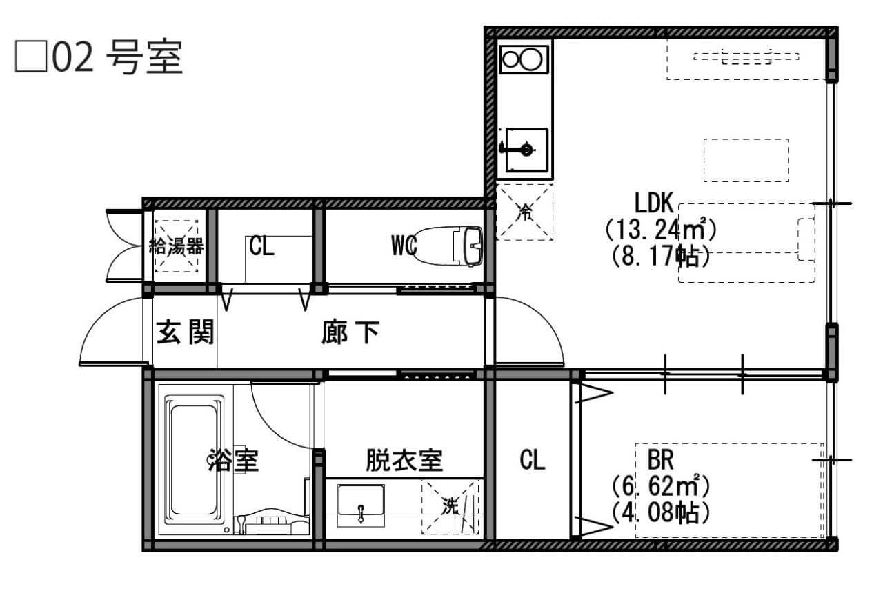 ＪＲ山陰本線 益田駅 徒歩29分 2階建 築1年(1LDK/2階)の間取り写真