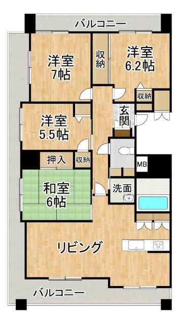 パシフィック西6条アネックス(4LDK/10階)の間取り写真