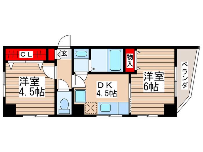 エクセレント(2DK/4階)の間取り写真