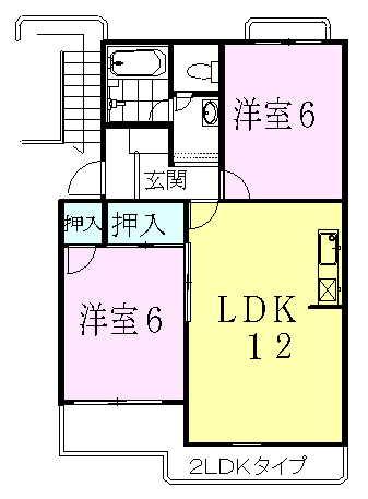 ＪＲ東海道本線 西焼津駅 徒歩25分 3階建 築32年(2LDK/2階)の間取り写真