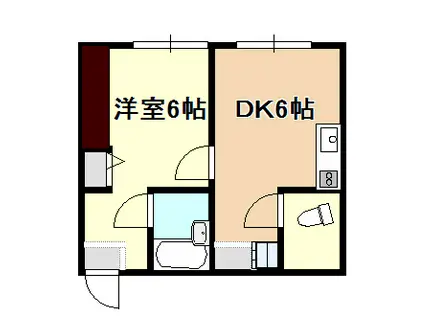 ファーストハイム岡山(1DK/4階)の間取り写真
