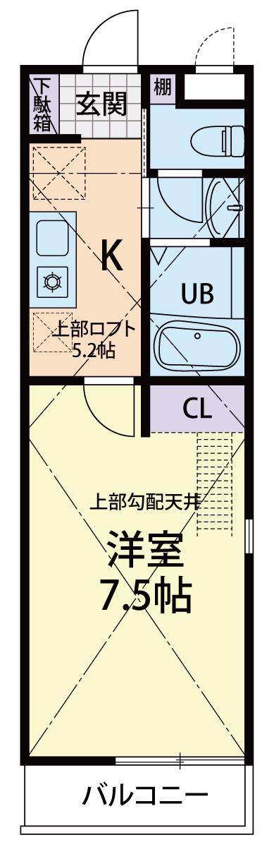 RAFFINE 栃木 (1K/2階)の間取り写真