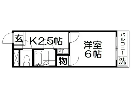 オスカー香里(1K/4階)の間取り写真