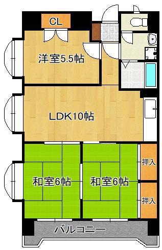第三泰平ビル(3LDK/7階)の間取り写真