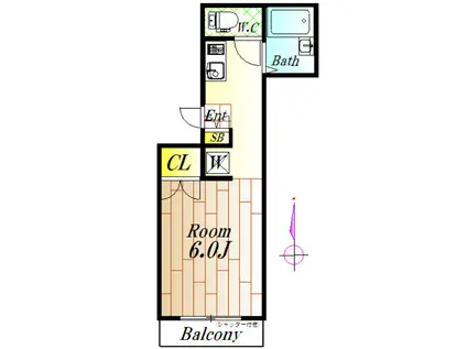 東急東横線 都立大学駅 徒歩10分 2階建 築37年(1K/1階)の間取り写真