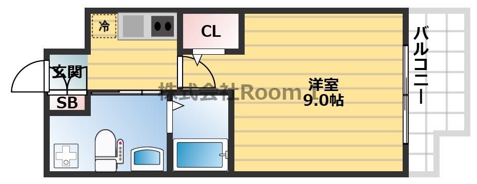 レジディア谷町(1K/13階)の間取り写真