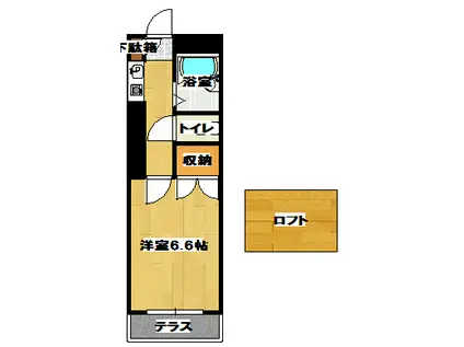 PICASSO坪井(1K/2階)の間取り写真