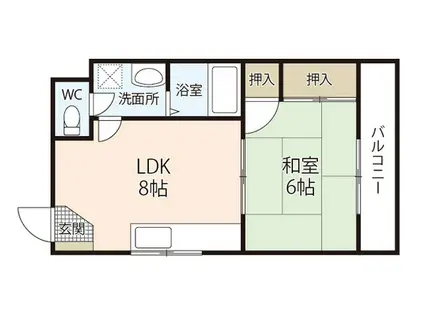 谷本レジデンス(1LDK/2階)の間取り写真