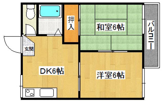 エステート熊取A(2DK/2階)の間取り写真