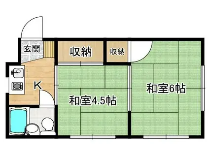 秀和コーポ(2K/2階)の間取り写真