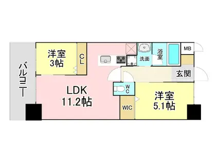 コンダクトレジデンスFUJIMI(2LDK/4階)の間取り写真