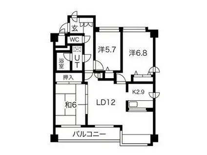 アスティオン上野幌(3LDK/5階)の間取り写真