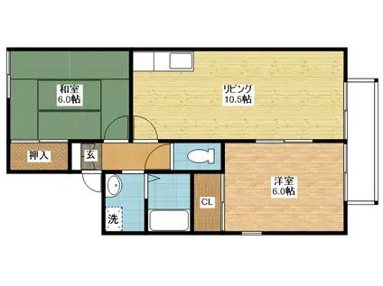 セジュール山口(2LDK/2階)の間取り写真