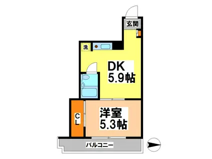 マツモト御殿山ハウス(1DK/3階)の間取り写真