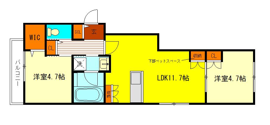 メゾンM(2LDK/2階)の間取り写真