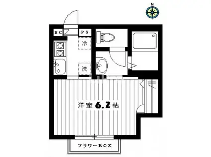 エスポワール北沢(1K/1階)の間取り写真