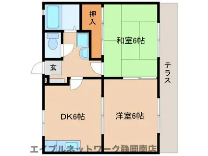 サンシティエリカB(2DK/1階)の間取り写真