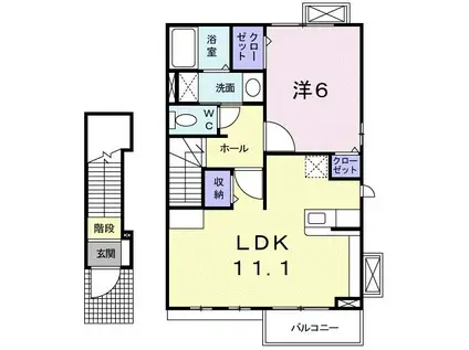 サンライズ霞 II(1LDK/2階)の間取り写真