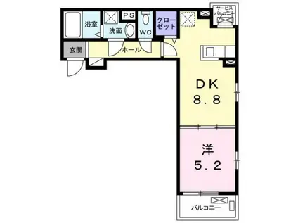 シェーネパルクIII(1DK/3階)の間取り写真