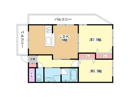 宮本マンション(2LDK/2階)の間取り写真
