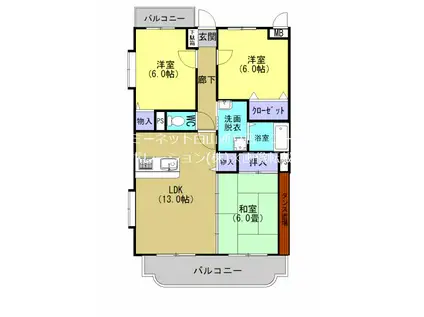 エトワール南台II(3LDK/4階)の間取り写真