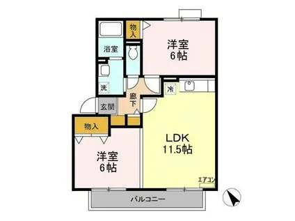 ミルフィーユおゆみ野 IV(2LDK/2階)の間取り写真