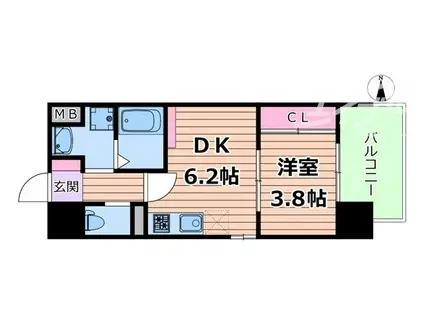 ビガーポリス528滝川公園III(1DK/8階)の間取り写真