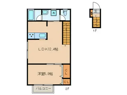 ST.ノース(1LDK/2階)の間取り写真