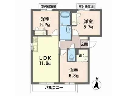 シャーメゾンクレールA(3LDK/3階)の間取り写真