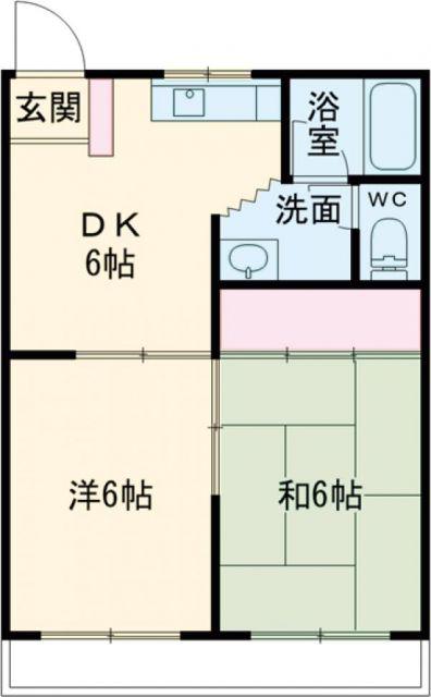 シャトー中川(2DK/2階)の間取り写真