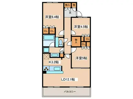 S-FORT横浜青葉台(3LDK/2階)の間取り写真