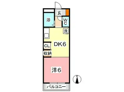 ジュネス老松(1DK/2階)の間取り写真