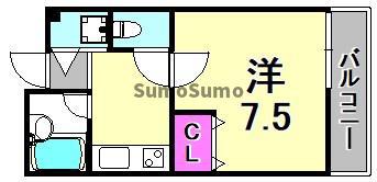 寺町ハウス(1K/3階)の間取り写真