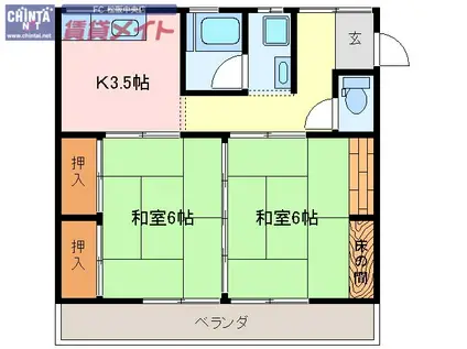 横井マンション(2K/3階)の間取り写真