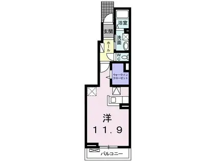 サンライフ中友(ワンルーム/1階)の間取り写真