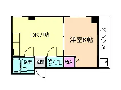 箕面コスモビル(1K/2階)の間取り写真